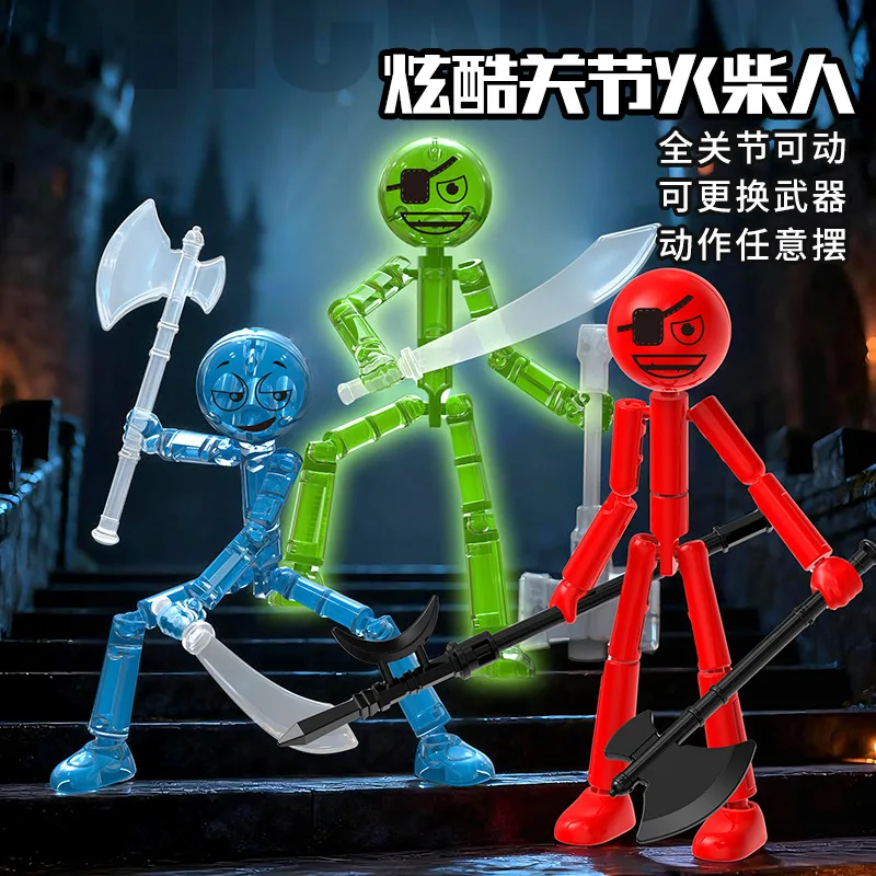 Animated Stick Figure Building Kit - 360° Articulated Joints Educational Construction Toy For Teens & Adults Creative Desk Decor