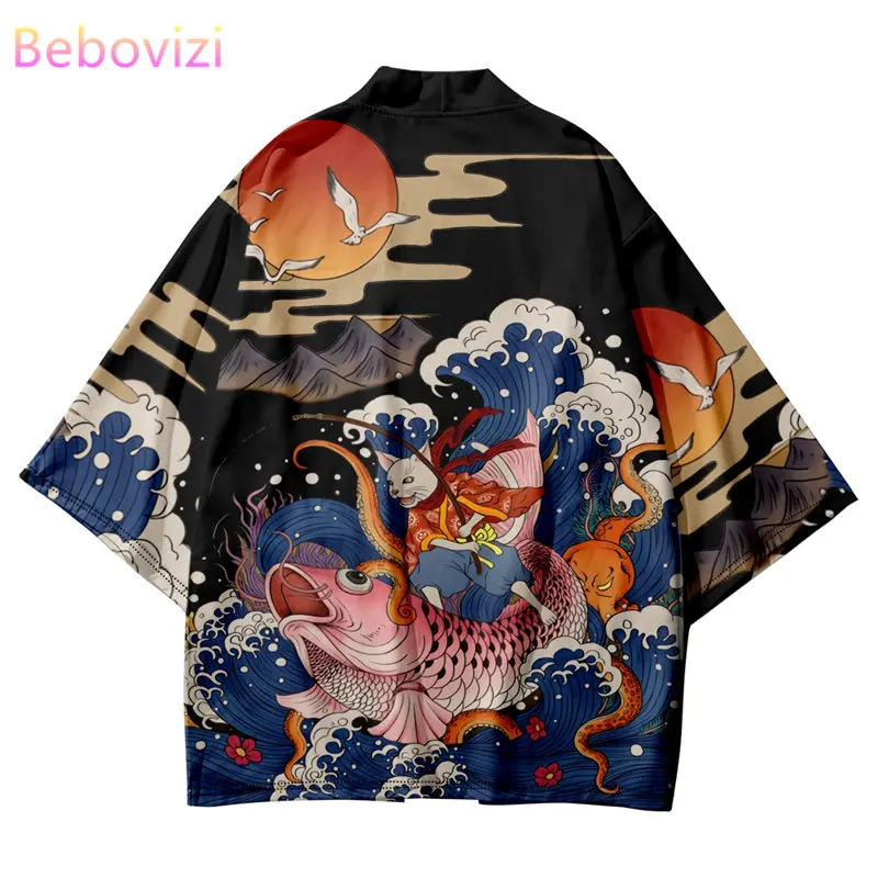 Japanese Manga Ukiyo-e Print Kimono Summer Women Men Cosplay Haori Harajuku Streetwear Cardigan Yukata Traditional Clothing