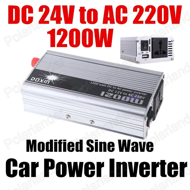 

Car Accessories Inverter DC24V to AC220V 1200W Car voltage transformer USB Charger Auto converter Modified Sine Wave