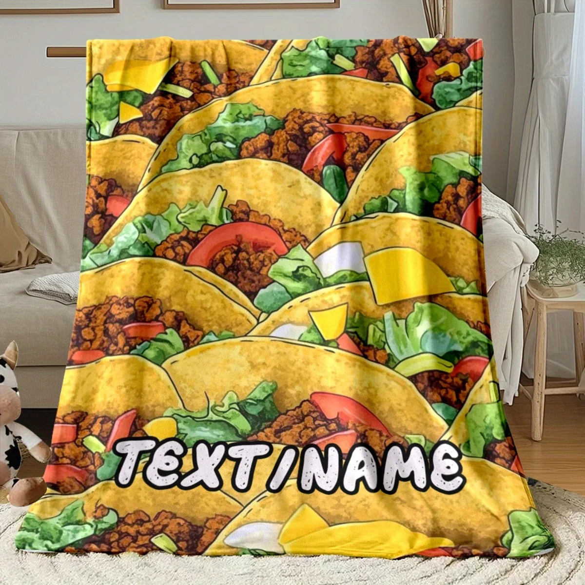 Customized name gourmet flannel blanket, suitable for sofa, bed, birthdays, children, friends, gifts