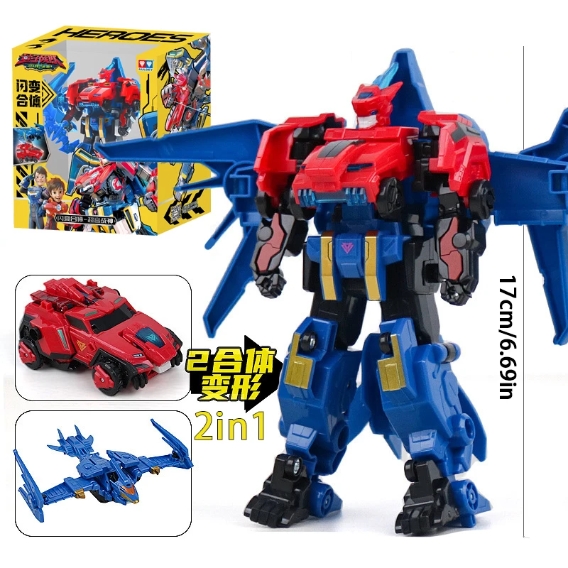 Robot transformador 2 en 1 de 17cm/6,69 pulgadas, modelo de juguete de plástico, figura de Anime, modelo de colección de regalo para niños, regalo de cumpleaños para niños