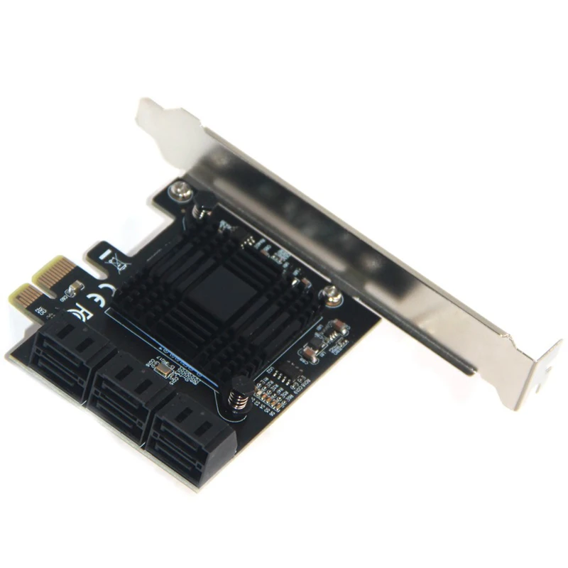 6 منافذ SATA PCI-E محول 6Gbps SATA3.0 III تحكم بطاقة توسيع غير غارة PCIe Gen3 X1 قوس منخفض المستوى للتعدين Chi a