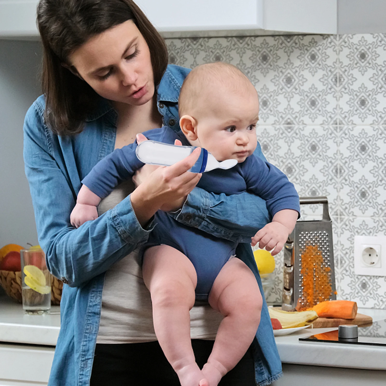 

1 шт., силиконовая кормушка для риса, ложка, бутылочка, детские кормушки для круп, сжимаемая бутылочка для кормления для детского молока, чистая еда, кормушка для младенцев