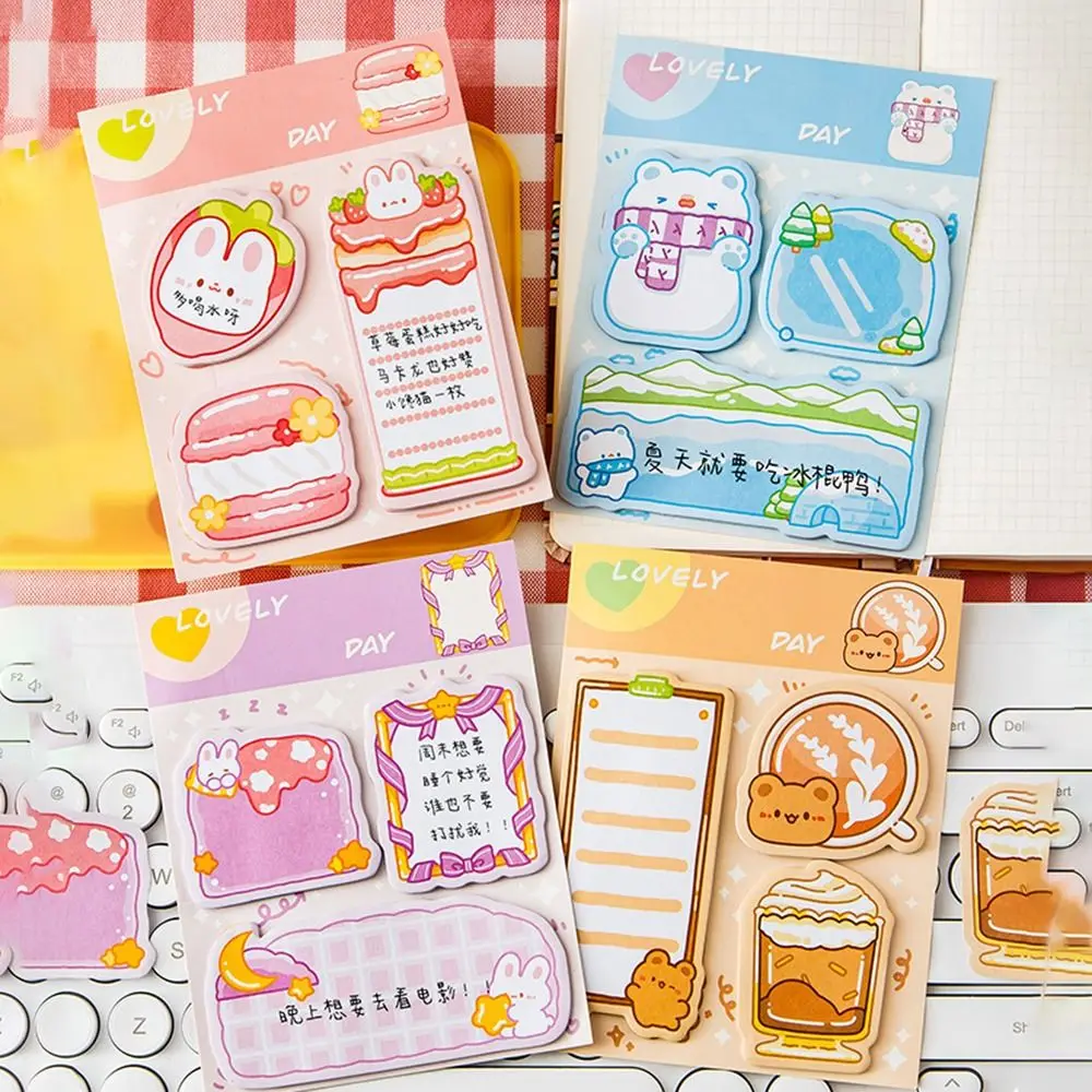 60 Sheets Kawaii Creative Combination Sticky Notes Portable Cartoon Sticky Note Pads Special Shaped Self-adhesive