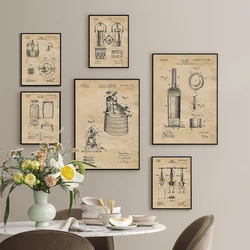 Vintage Wine Patent Poster Print Canvas Wall Art Decor Wine Lover Gifts for Home Office Man Cave Student Teacher Bartender Fan