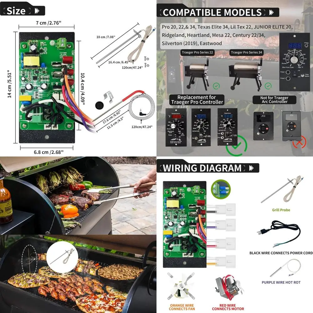 

Traeger Pro Gen 1 Digital PID Control Board Upgrade Kit with RTD Sensor and Meat Probe