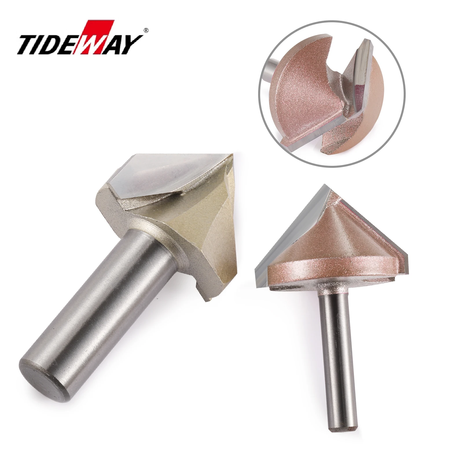 TIDEWAY 2 قطعة 90 درجة 6 مللي متر 12.7 مللي متر ثلاثية الأبعاد V شكل طحن قاطع خشب سكين ، CNC راوتر بت آلة الحفر أداة راوتر Biy للخشب