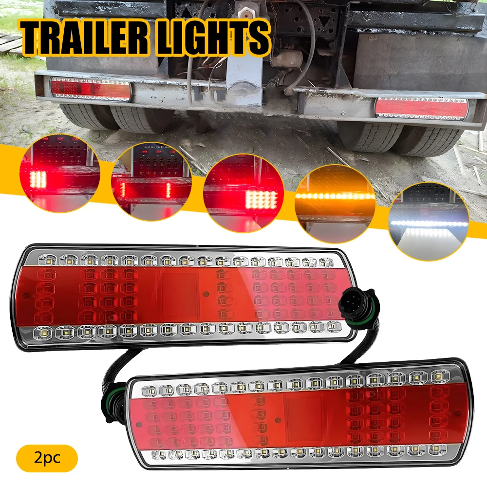2Pcs/set Rear Tail Lights For Kamaz Gazelle Car Accessories Taillight Red + Amber +White LED Lamps 24V Waterproof IP68 Plug Play