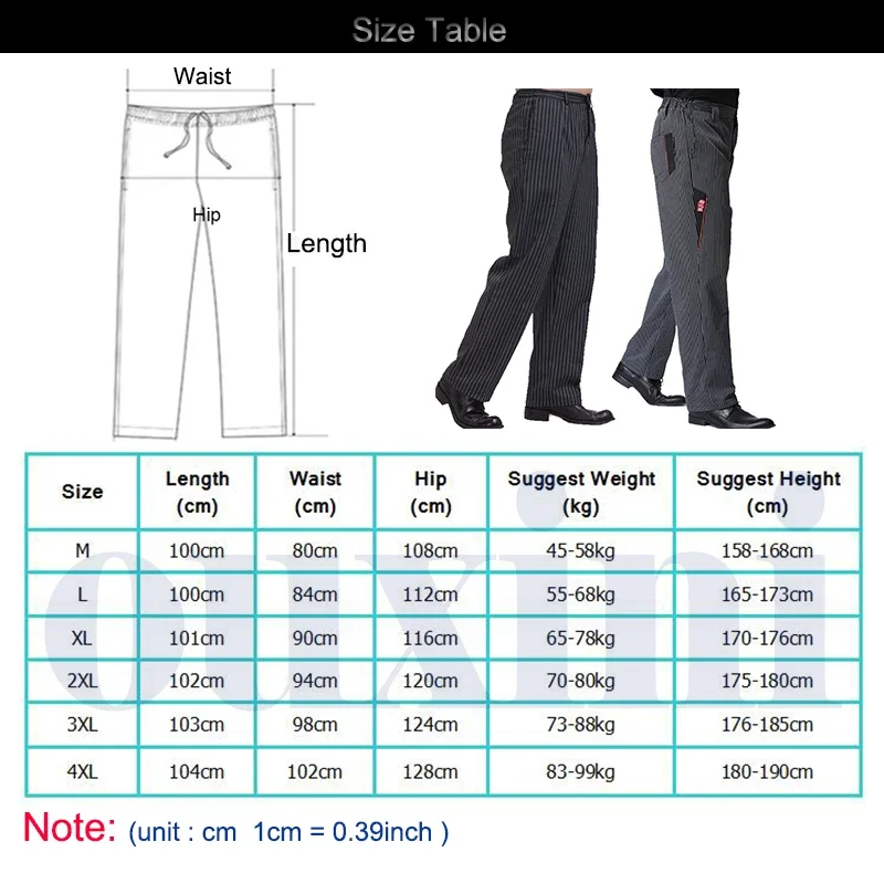 Koksbroek voor heren Restaurant Uniform Koksbroek Gestreepte elastische werkkleding voor keuken Zebrabroek Food Service Cook-kostuum