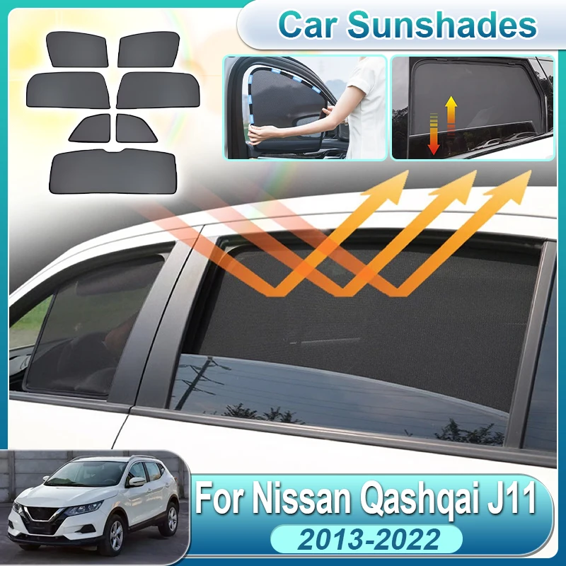 

For Nissan Qashqai J11 2014 2013-2022 Car Sunshade Front Rear Windshield Foldable Mesh Sun Visor Cover Protector Car Accessories