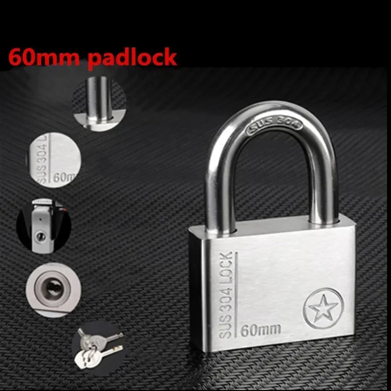 1pcs 304 Stainless Steel Padlock with the same key Cabinet Outdoor Lock  Waterproof Rust-Proof Door Lock with 1 key