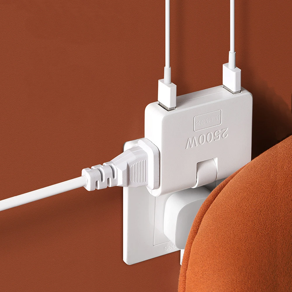 180 Degree Extension Plug USB Adapter 2-prong Swivel Socket Converter US Plug 1 to 3/4 Ways Power Socket Multi-function Plug