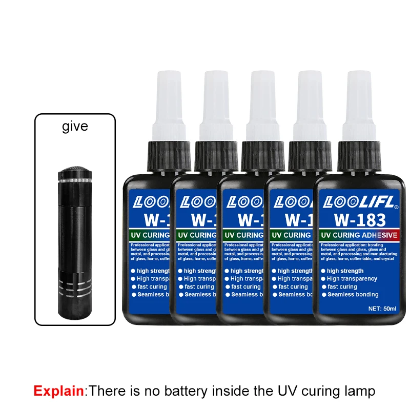 Zeer transparante UV-lijm, waterdicht, UV-verbeterde uitharding, gebruikt voor handwerkproductie, doe-het-zelf-modellen. (met ultraviolette lamp)