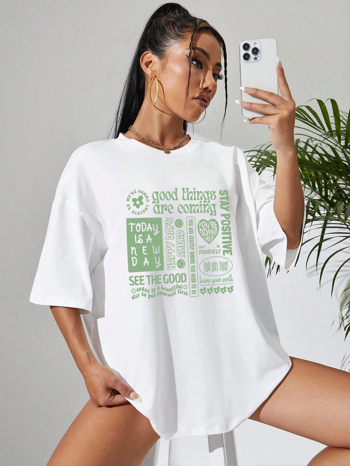 Good Things Are Coming Happy Days Ahead Women Tshirts Summer Fashion T-Shirt Cotton Tee Shirts Soft Oversize T-Shirt Female