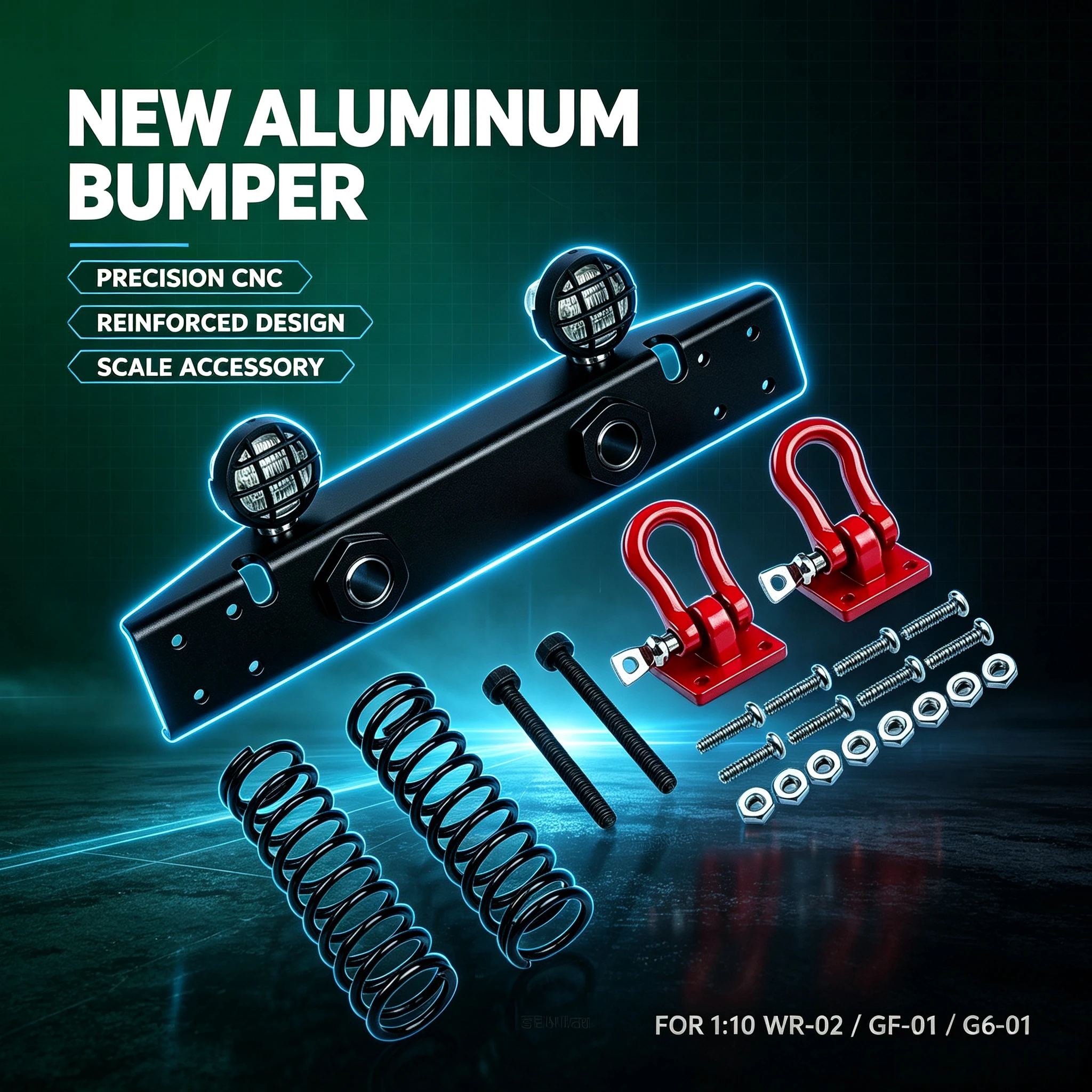 1/10 New Aluminum Bumper for Tamiya WR-02 /GF-01/G6-01 Chassis Wild Willy2 Jimny