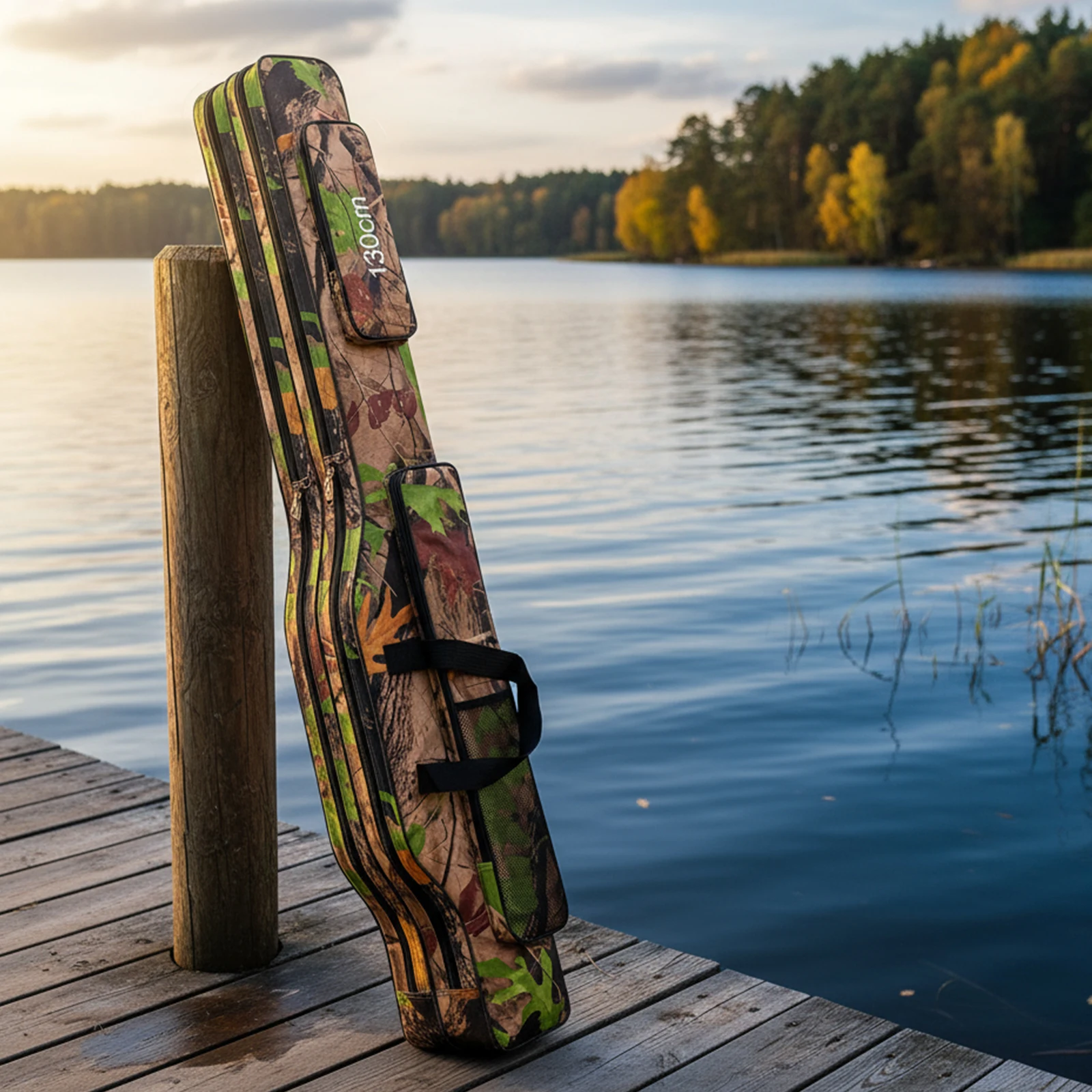 2 Layers 600D Oxford Fishing Rod Case Fishing Pole Case & Bag Folding Fishing Rod Carry Case for Fishing Gear & Equipment