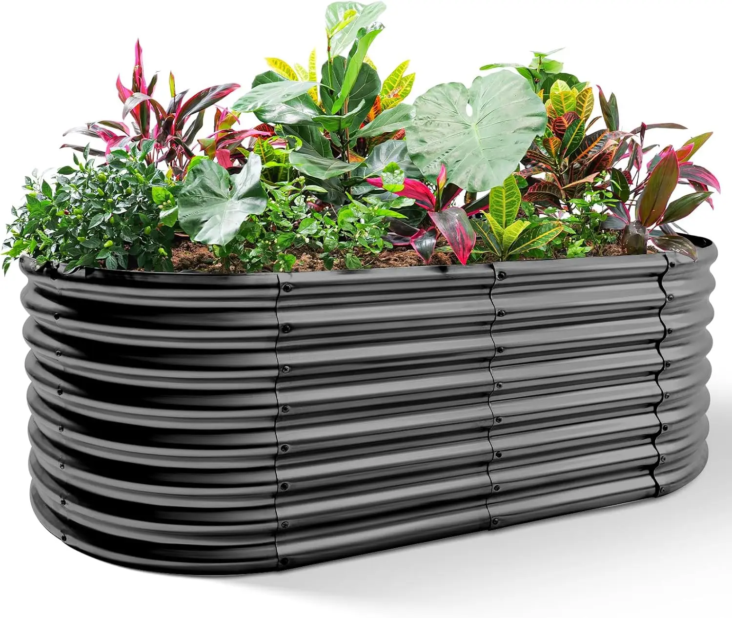 

Galvanized Raised Garden Bed, 8x4x2ft Planter Boxes Outdoor, Oval Larger Metal Planter Boxes for Vegetables, Fruits, Flowers (Gr