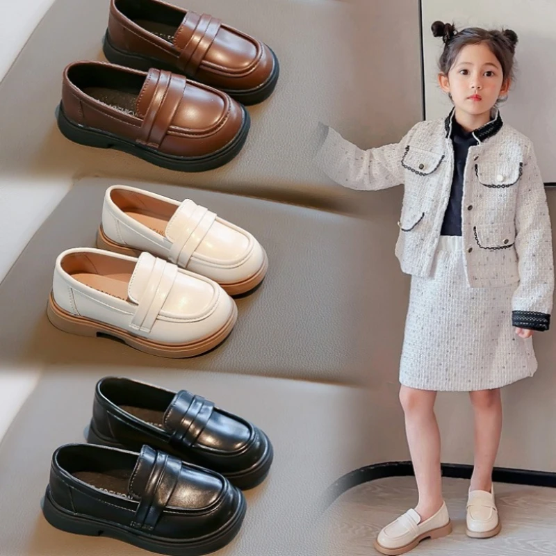 

Детские лоферы, зимняя обувь в новом британском стиле, детская одинарная обувь на плоской подошве для девочек, обувь принцессы на мягкой подошве, повседневная мужская и женская универсальная обувь