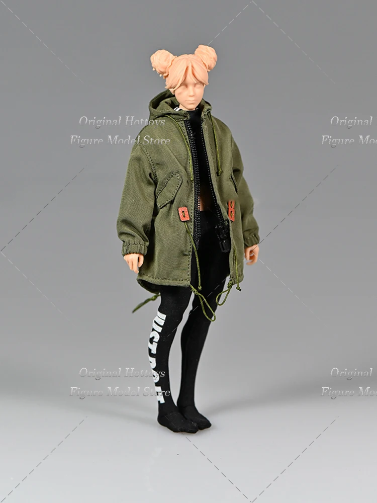 Versão militar Trench Coat, Roupas de Soldado Feminino, Solto Jaqueta de Trabalho, Action Figure Boneca, Escala 1:12, Fit 6"