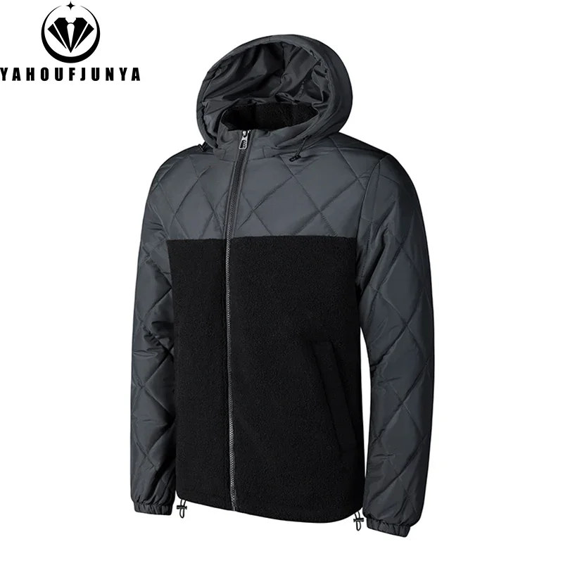 2024 Autumn Winter Men Warm Outdoor Windproof Detachable Hooded Parka Jacket Men Solid Zipper Casual Fashion Jacket Male Coat