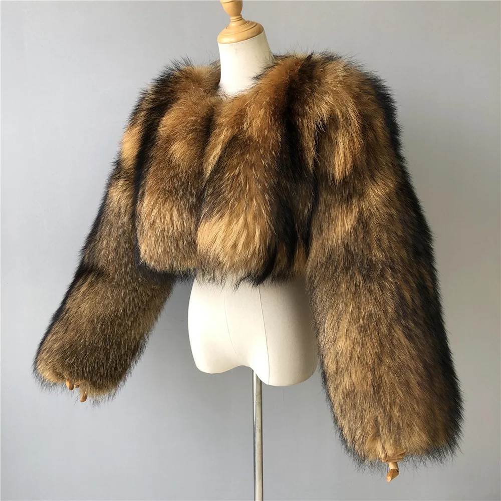 Hot Sale 2024 New Winter Women's Short Fashion Fur Integrated Raccoon Coat Women