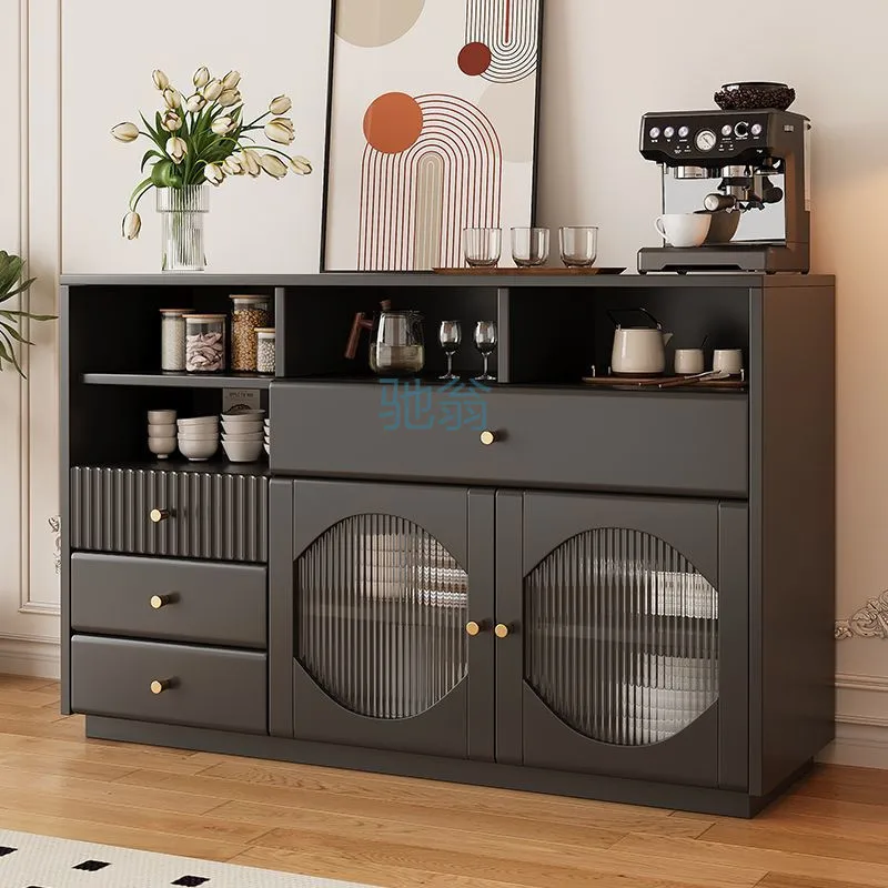 Solid wood dining side cabinet Modern simple storage kitchen light luxury tea cabinet