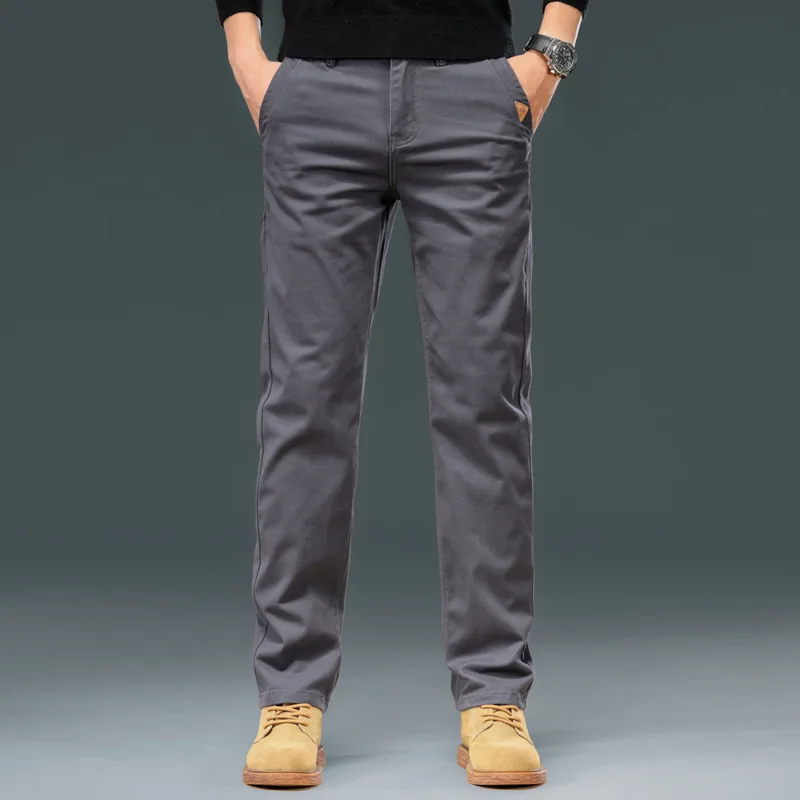 Pantalones ajustados a la moda para primavera y otoño para hombre, clásicos, versátiles, pequeños, de tubo recto, de gama alta, con bolsillo inclinado, YY-P408