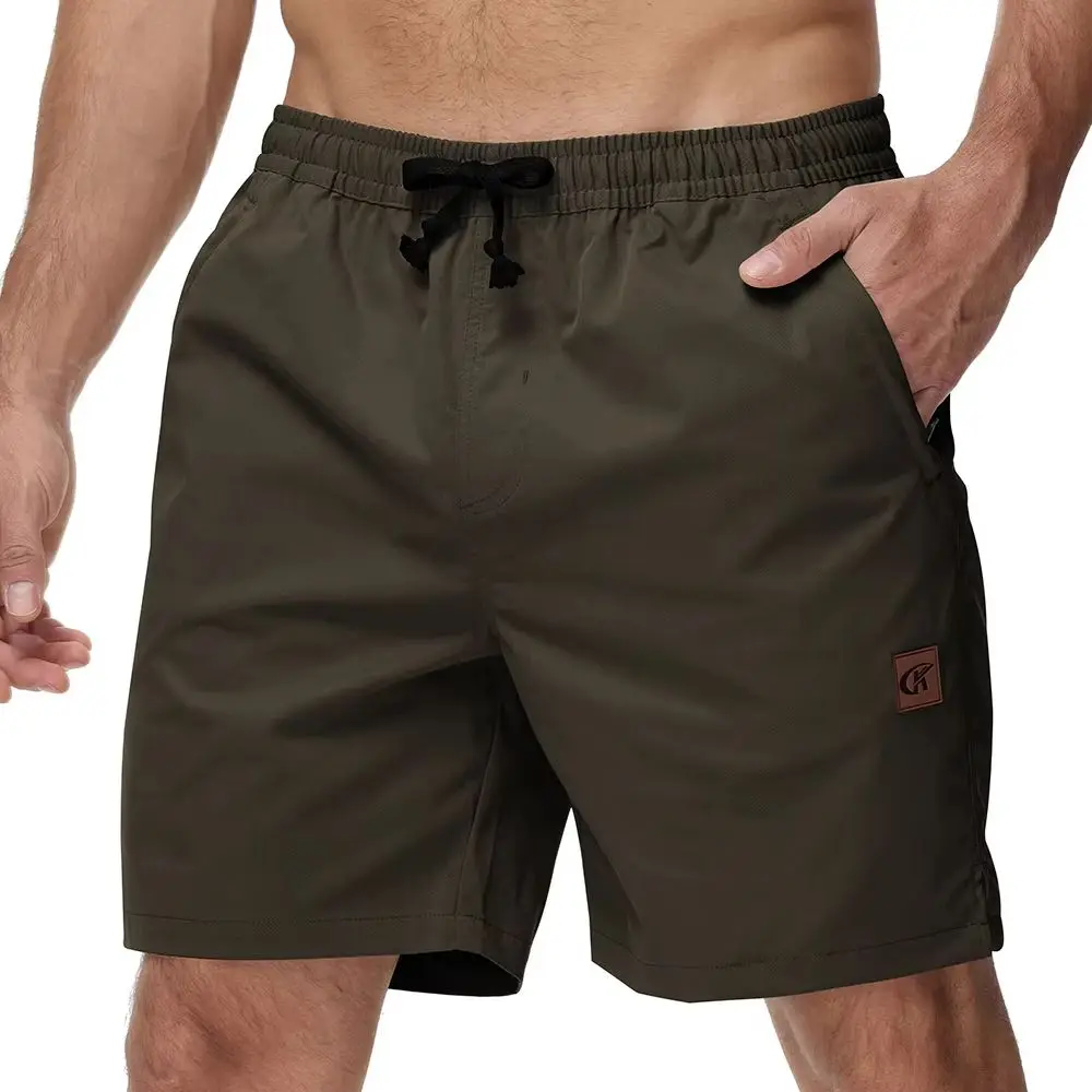 Men's Fitness Jogging Twill Shorts, 7 Inch Sport Cargo Pants with Stretch Waist Shorts Zipper Pockets