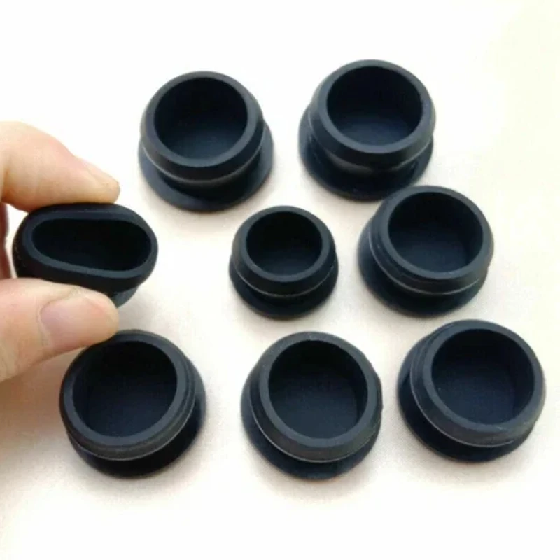 1/3/5/8/10pcs 2.5mm-50.6mm Black Silicone Rubber Hole Plug Caps T Type Plug Cover Snap-on Gasket Blanking End Seal Stopper