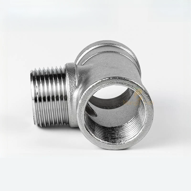 DN8/DN10/DN15/DN25 ชาย + หญิง + ชายเกลียว 3 Way Tee T ท่อ 1/4 "1/2" 3/4 "1" 1-1/2 "BSP เกลียว 304 สแตนเลส