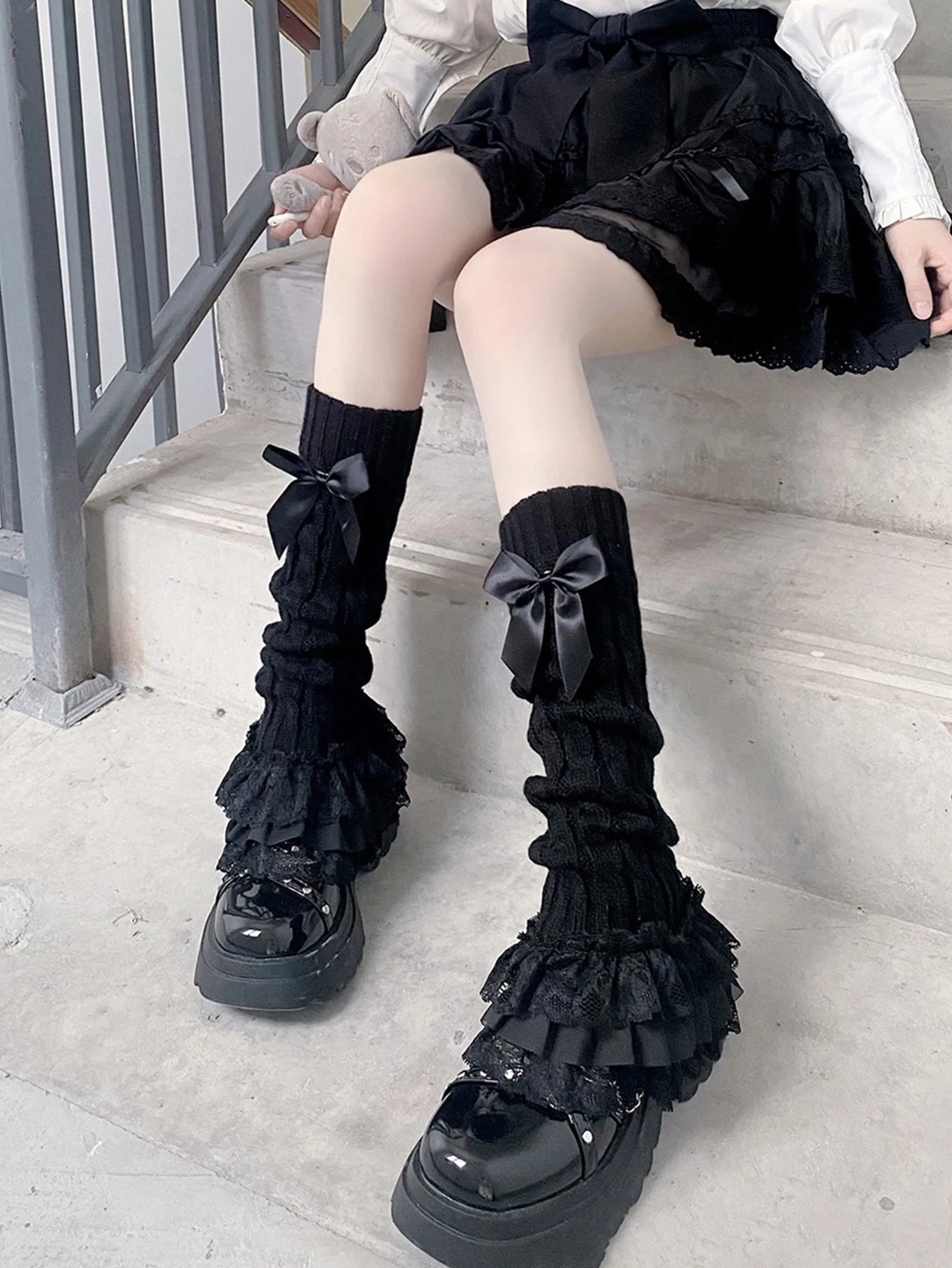 Winter Leg Cover Women Warm Sweet White Lace Lolita Tube Socks Women Leg Warmers Y2k Accessories