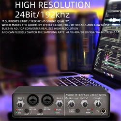 Q-24 Q-12 Q-22 Professional USB Audio Interface Sound card With Monitor Electric Guitar Recording 48V Phantom Power Sound Mixer