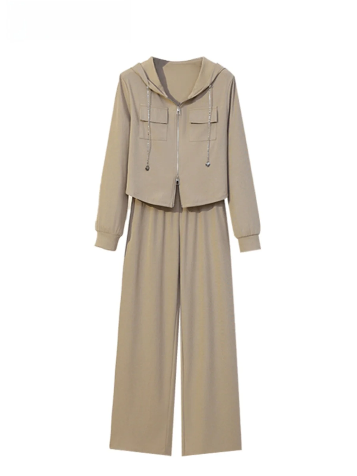 

Женская толстовка с капюшоном и широкие брюки больших размеров, повседневный удобный костюм из двух предметов для девочек больших размеров, корейский весенний комплект...