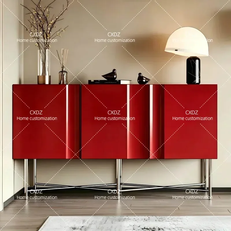 Medieval Lacquer Dining Side Cabinet Entryway Porch Storage Locker Living Room Wall Mounted Decorative Cabinet for Home