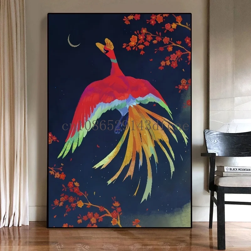 Classic Japanese Anime Peripheral Pokemon Poster Decor Ho-Oh Wall Art Watercolor Canvas Painting Modern Room Decor Picture Gifts