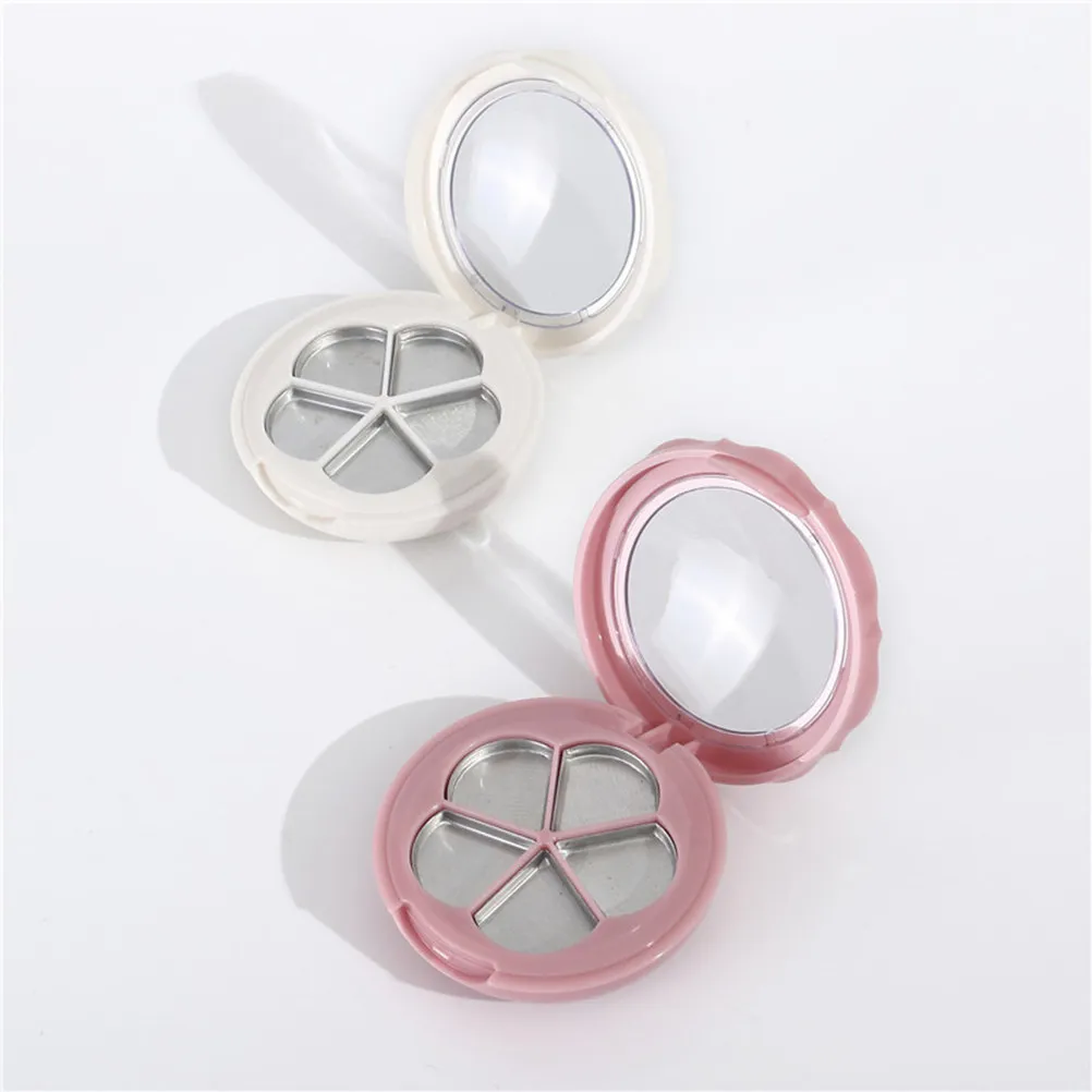 3Pcs Five Grids Empty Eyeshadow Compact Lipstick Box Portable Organizer for Makeup with Mirror Pink Empty Eyeshadow Compact