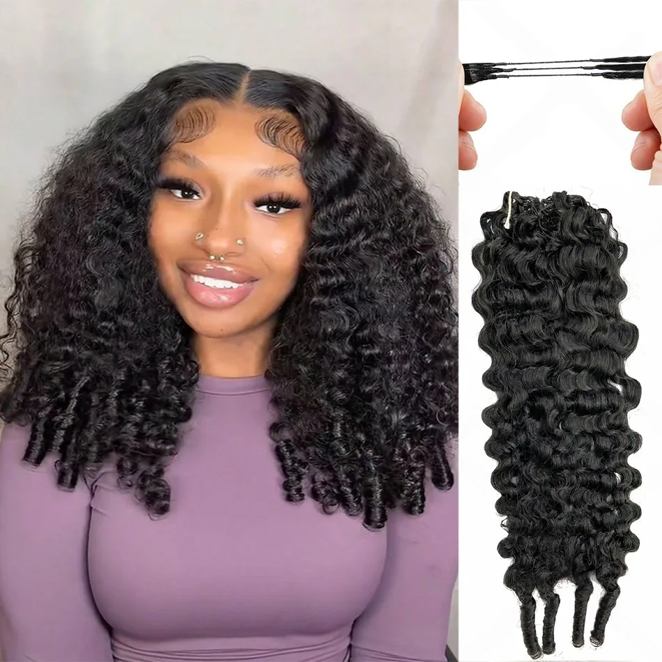 

Бирманские кудрявые волосы для плетения крючком, без узлов, предварительно разделенные, натуральный черный цвет, кудрявые волосы с эффектом перьев, для наращивания и плетения кос.