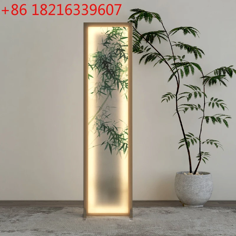 

Chinese style solid wood with lamp, small extremely narrow screen partition facing the door, living room occlusion