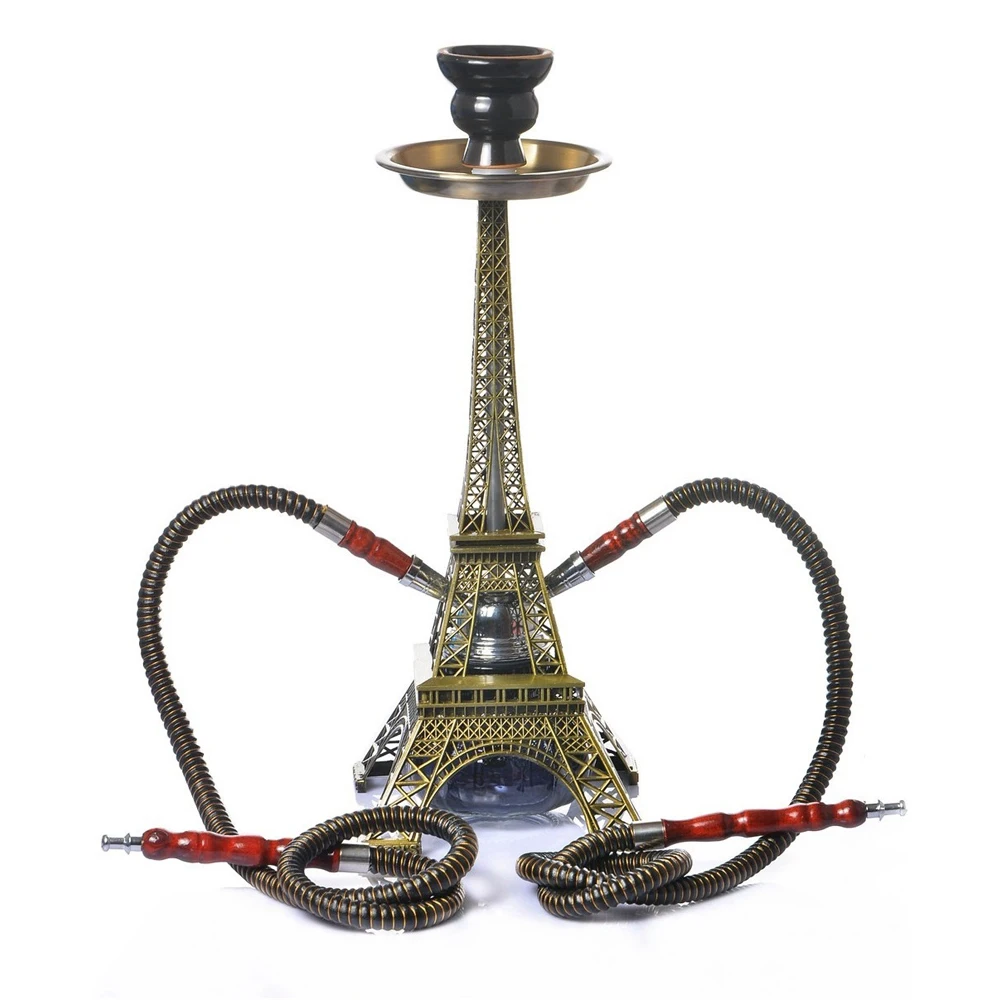 Tower Hookah Shisha Pipe Set Double Hookah Hoses Glass Base Ceramic Bowl Charcoal Tongs Chicha Narguile Sheesha Hookah Smoking