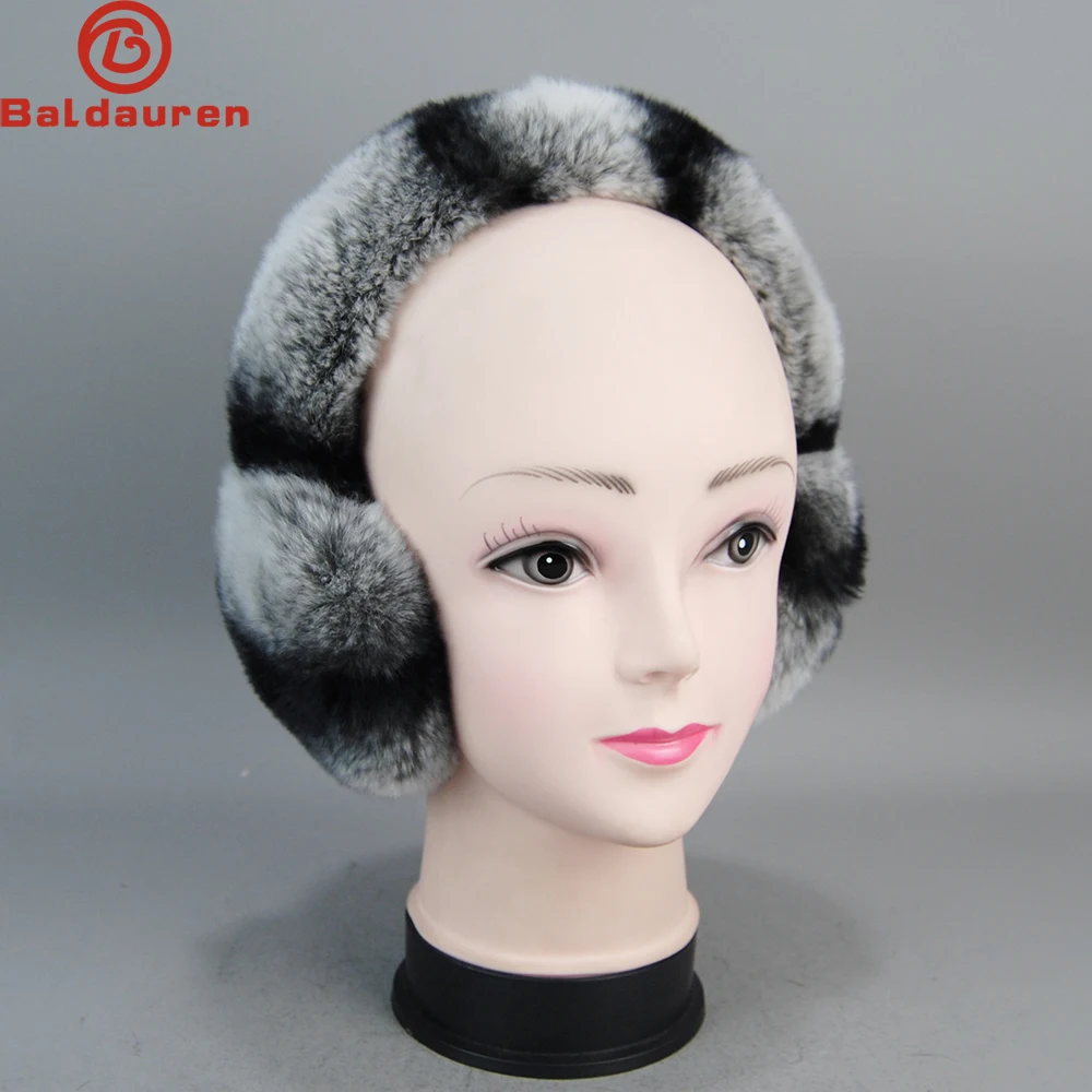 Natural Fur Earmuffs Russian Women Winter Outdoor Warm Real Rex Rabbit Fur Earlaps Lady Lovely Genuine Rex Rabbit Fur Earmuff