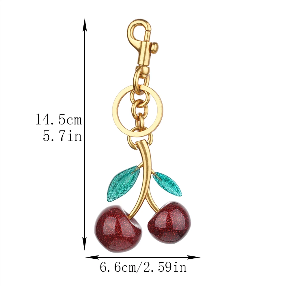 New Red Cherry Pendant Keychain Charm For Women's Handbag Internet-famous Crystal Cherry Pendant High-Grade Bag Accessories