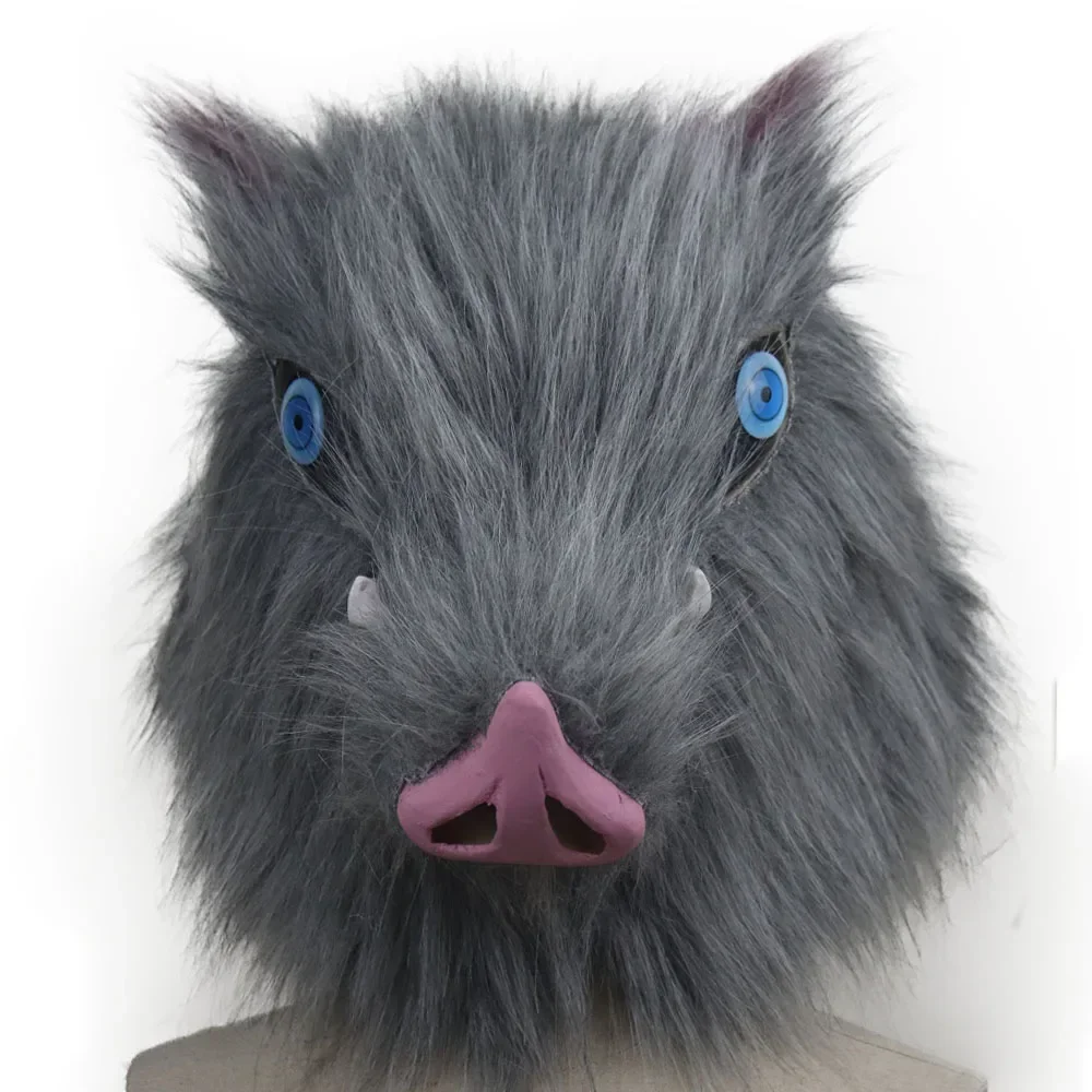 

Anime Demon Slayer Hashibira Inosuke Mask Cosplay Wild Boar Pig Latex Masks Helmet Halloween Party Costume Prop