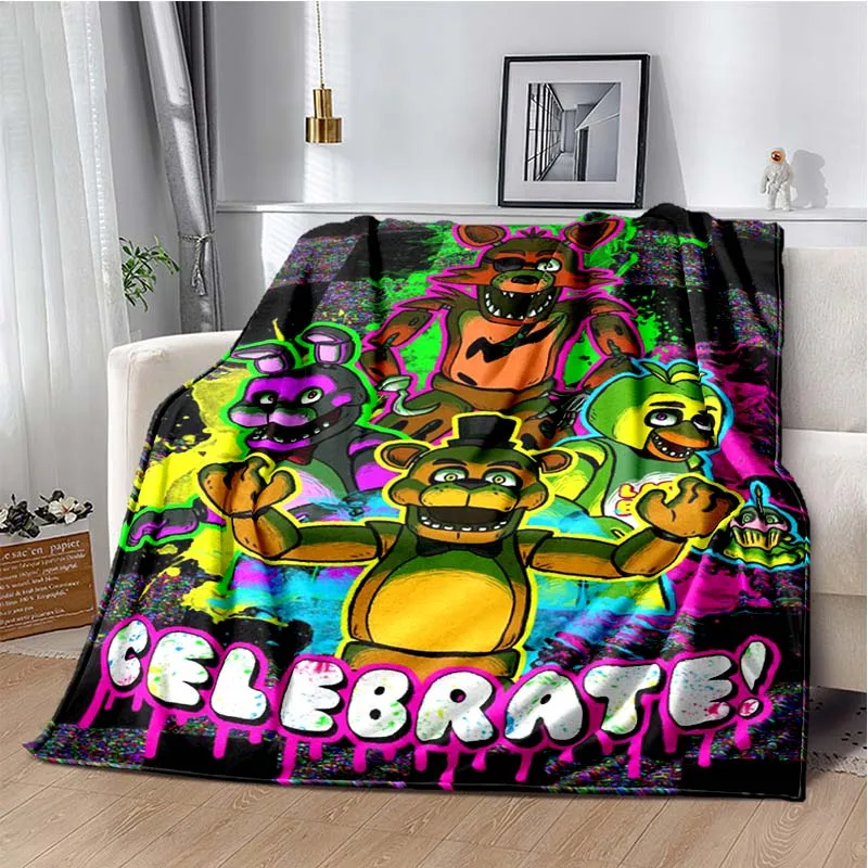 F-Five-Nights at F-Freddy's Game Print Flannel Blanket Cozy Warm Throw Bedroom Sofa Present Indoor Home  Lounge Bedding Decor