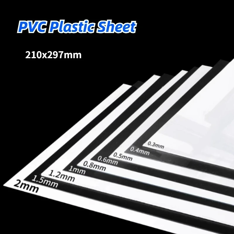 PVC Plastic Sheet Hard Rigid Board White Black Plastic Sheet Model Making Material Handmade Pad Panel Plate Thickness 0.2-1.5mm