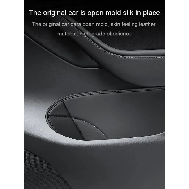 For Tesla Model 3 Highland Door Storage Box Mat Leather Gate Slot Pad Storage Box Mat Model Y Door Side Organizer Full Cover Mat