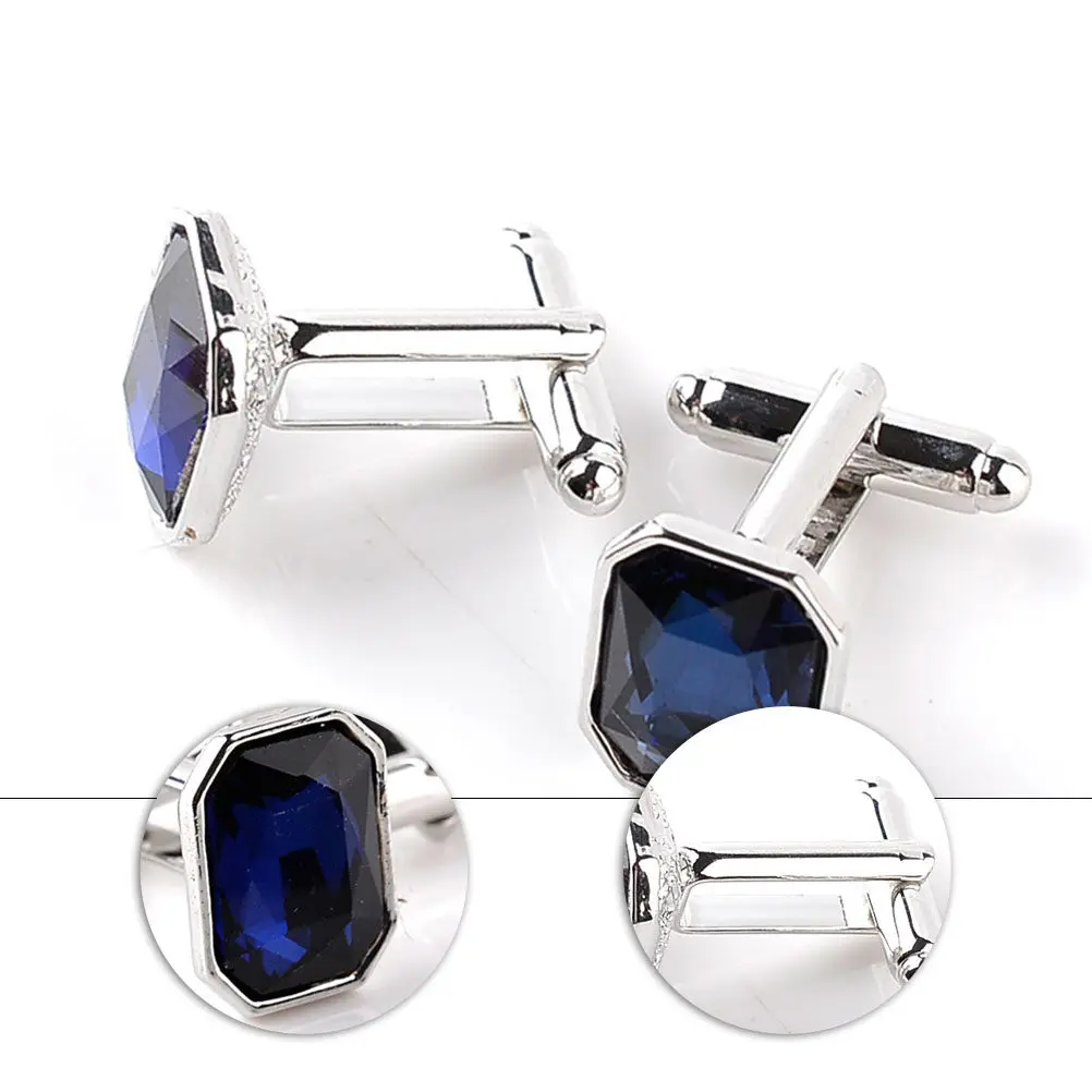 Diamond Cufflinks Blue Sleeve Button Fashion Cuff Link Women Dress Party Clothes High Quality Long Lasting Luster Fine Polishing
