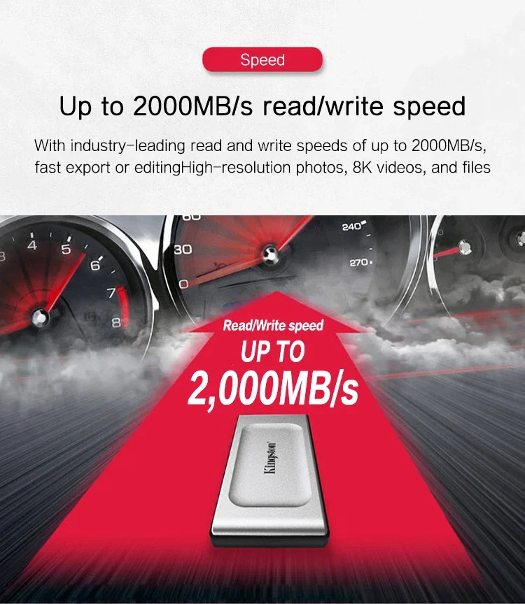 Kingston XS2000 500GB 1TB 2TB 4TB 高性能ポータブル SSD、USB-C 最大 Kingston XS2000 500GB 1TB 2TB 4TB 高性能ポータブル SSD、USB-C 最大