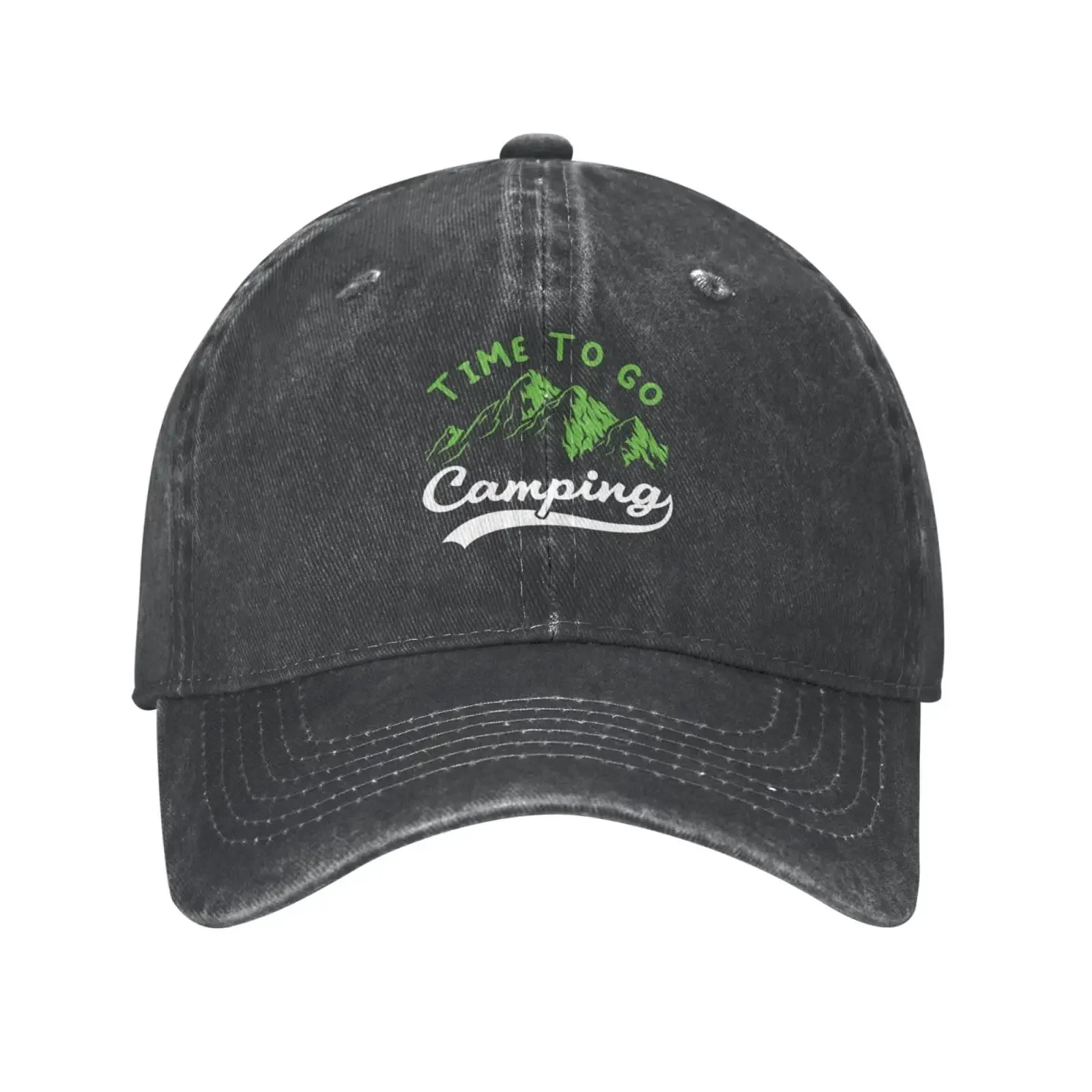 New Time to Go Camping Baseball Cap for Men Women Hat Vintage Cowboy Hats Adjustable Trucker Caps Black