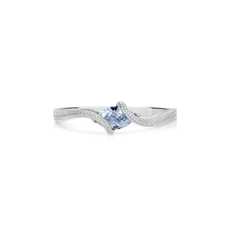 BELLUX 925 Silver Synthetic Zircon Bracelet Blue Flame Light Sapphire Marquise Wave Pattern Fashion Versatile Bangle