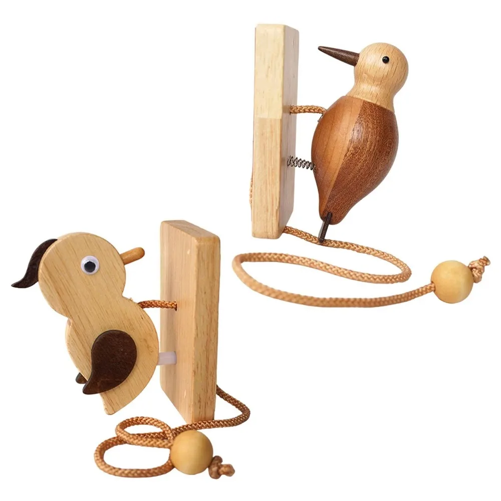 Wooden Woodpecker Creative Housewarming Gift Wooden Retro Door Knocker Pendant Doorbell